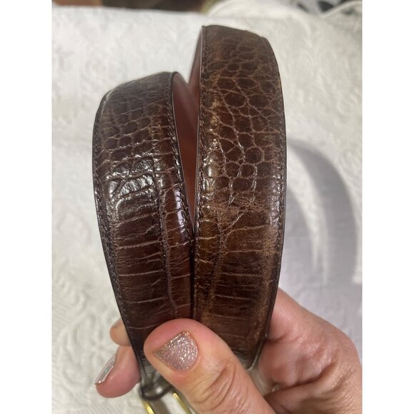 Coach Brown Leather Embossed Belt With Brass Buckle Size 32 - Picture 2 of 7